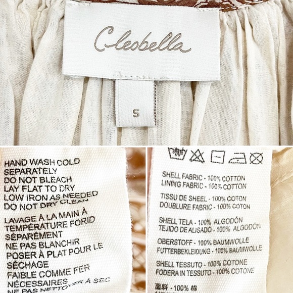 BOGO! Cleobella Rosy Block Print Cotton Mini Dress Tan Size Small - Picture 11 of 11